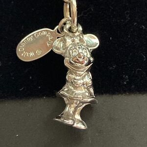 Vintage Minnie Mouse Charm 3D Silver Plated Zipper Pull Purse Backpack Clip